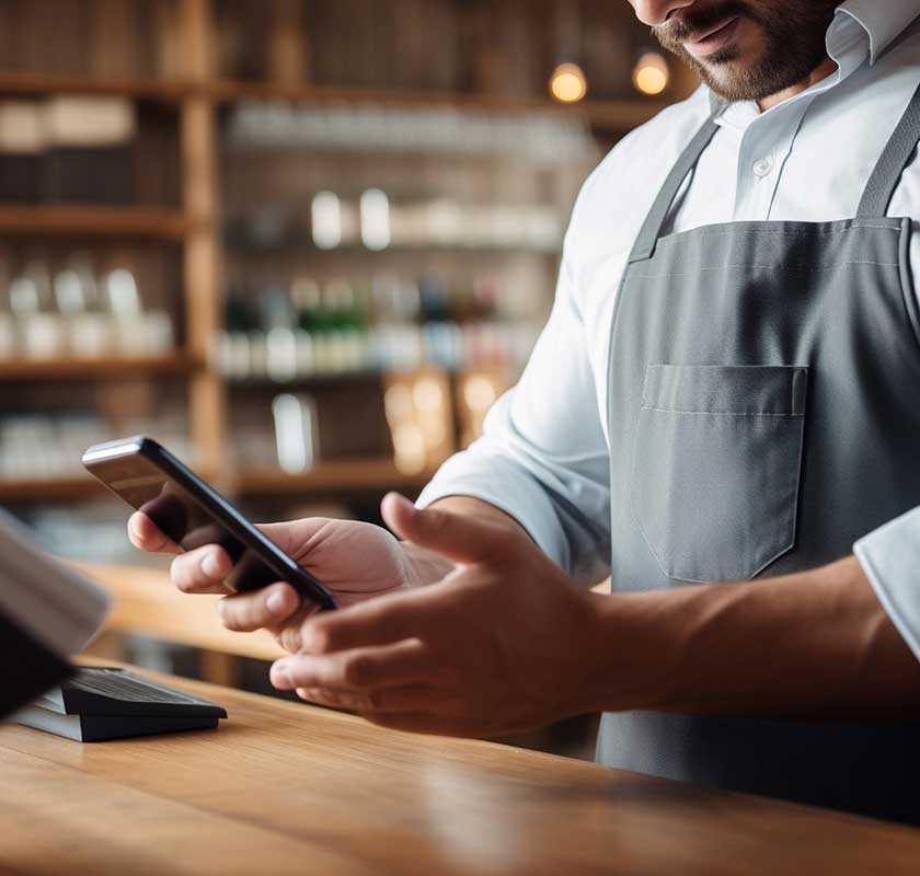 Person using a phone to process a payment