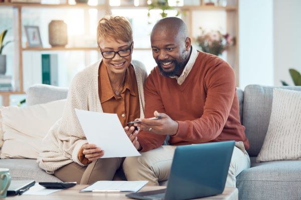 Couple looking at money market account